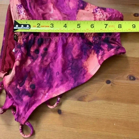 NWT La Vie en Rose Vibrant Pink Tie-Dye Bikini Bottom w Adjustable Ties Size Sa - Picture 7 of 8